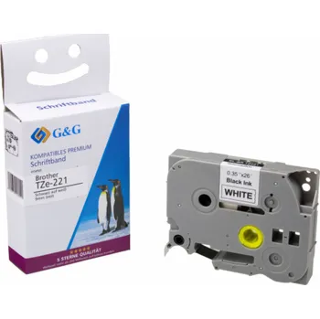 Pásek do tiskárny G&G Schriftband 9mm x 8m sw-ws Komp. m. Brother TZe-221