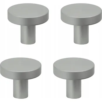 Obraz 4 x Kovová knopka na nábytek kulatá stříbrná, úchytky na skříňky a zásuvky