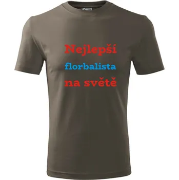 Army tričko nejlepší florbalista na světě - dárek pro florbalistu - barva hnědá - velikost XL