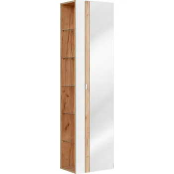 Šatní skříň Koupelnová Skříňka se zrcadlem 170 cm Bílý Lesk/Dub Craft Zlatý MDF