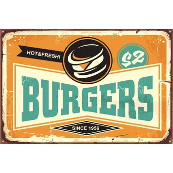 Obraz Plechová cedule Burgers