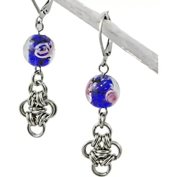 Náušnice Náušnice vinuté perle modro-růžové