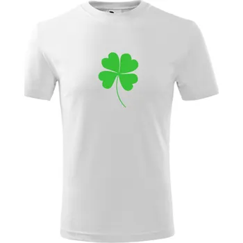 Bílé dětské tričko s čtyřlístkem - barva bílá - velikost 8let