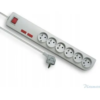 Napájecí kabel Prodlužovací Kabel přepěťová ochrana Elgotech 5 m 6 ks zásuvek šedá