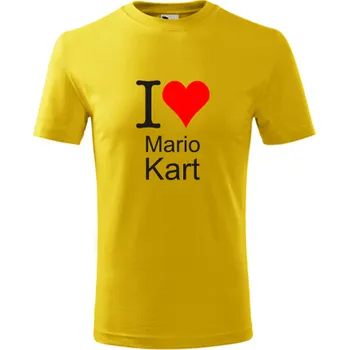 Žluté dětské tričko I love Mario Kart - barva žlutá - velikost 8let