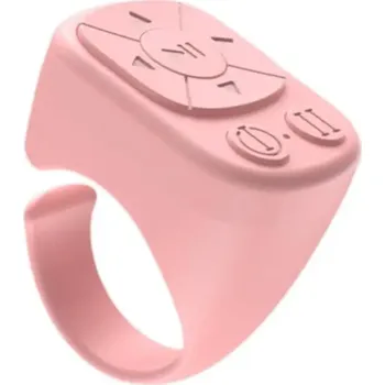 Bluetooth dálkové ovládání na prst 7 tlačítek Bezdrátové ovládání pro iOS Android Dosah 10 m Ovladač hudby videa fotoaparátu růžová