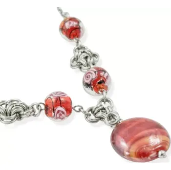 Náhrdelník Náhrdelník dámský s červenooranžovými vinutkami