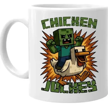 Žertovný předmět Chicken jockey - zombie – kuře - hrnek s potiskem pro fanoušky Minecraftu- Tričkový.cz