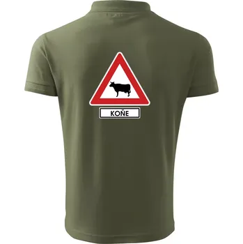 Pánská košile Dopravní značka - Pozor koně / kráva - Polokošile pánská Pique Polo 203 - 3XL ( Khaki )
