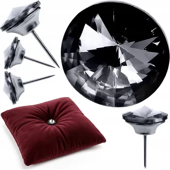 Vrták Čalounické Knoflíky černý křišťál s ozdobným hřebíkem 25mm 25 Ks