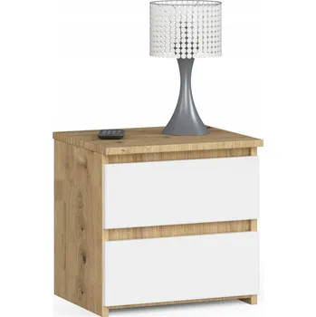 Noční stolek Akord noční stolek CL2 40 cm se 2 zásuvkami - dub artisan/bílá 40 x 40 x 35