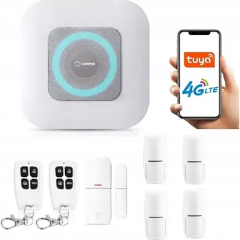 Sada domovního alarmu BEZDRÁTOVÝ ALARM SIRÉNA GSM TUYA SMART V POLŠTINĚ NA SIM KARTU 4xPIR