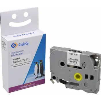Pásek do tiskárny G&G Schriftband 6mm x 8m sw-ws Komp. m. Brother TZe-211