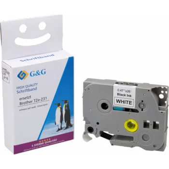 Pásek do tiskárny G&G Schriftband 12mm x 8m sw-ws komp. m. Brother Tze-231