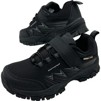 Chlapecké tenisky Superun Chlapecké černé softshellové tenisky na suchý zip 02 Barva: Černá, Velikost: 33