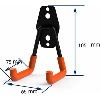 Věšák Kovový nástěnný hák na kolo a nářadí | držák, organizér - SU-1PC-oranžová