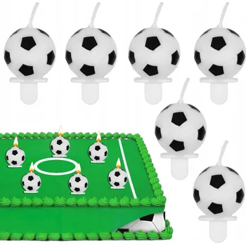 Dortová svíčka FOTBAL Narozeninové svíčky zápichy do dortu oslava FOTBALISTY SADA 6 Ks