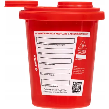 Popelnice Červená nádoba na odpad s absorbérem - 1L Emka