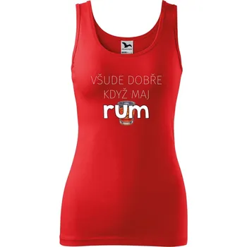 Dámské tílko s potiskem Všude dobře rum Velikost: M, Barva: Červená
