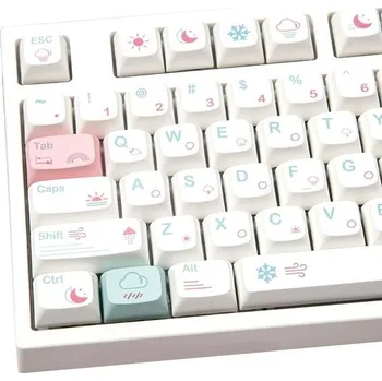 ALINZO 132 kláves Kryty kláves s motivy počasí, barvami, bílými, růžovými, modrými, PBT XDA