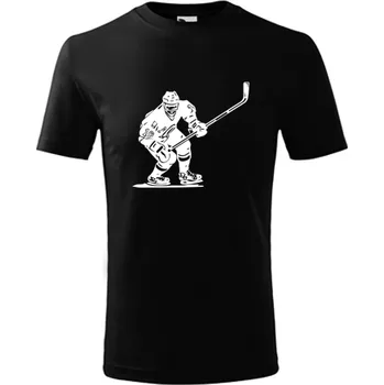 Chlapecké tričko Černé dětské tričko s hokejistou - dárek pro malého hokejistu - hokejový dárek - barva černá - velikost 4roky