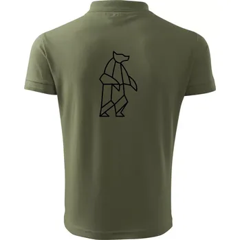 Pánská košile Geometrie lední medvěd stojící - Polokošile pánská Pique Polo 203 - XL ( Khaki )