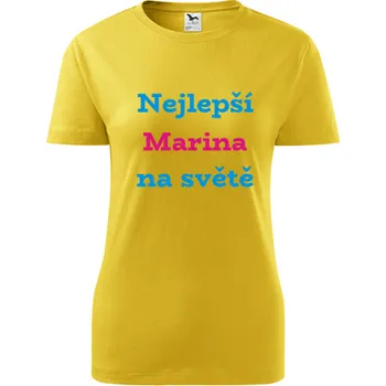 Dámské tričko Žluté dámské tričko nejlepší Marina na světě - tričko se jménem - barva žlutá - velikost M