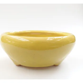 Květináč Keramická bonsai miska 11 x 11 x 5 cm žlutá