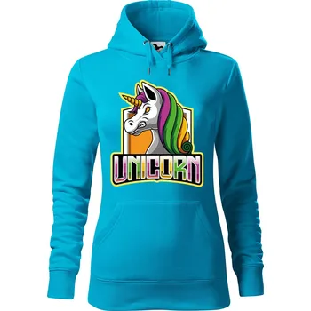 Pánská mikina Dámská mikina Naštvaný jednorožec Velikost (žena): M, Vyberte barvu: Tyrkysová