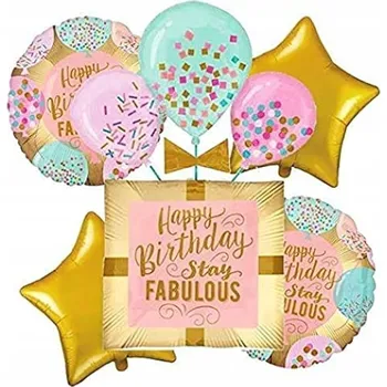 Balónek Sada narozeninových balónků "Happy Birthday Stay Fabulous" 5 ks