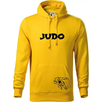 Pánská mikina Judo nápis + postavy - Mikina pánská Cape s kapucí - 3XL ( Žlutá )