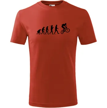 Červené dětské tričko Evoluce cyklista - barva červená - velikost 10let