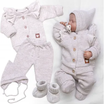 Kojenecký overall Baby Nellys kojenecký komplet 4 ks dílkový béžový, velikost 68