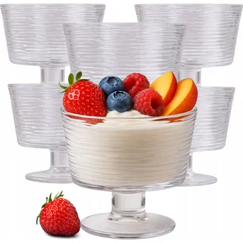 Sklenice 6 x POHÁRY NA ZMRZLINU NA DEZERTY 290ml SKLENĚNÉ POHÁR NA ZMRZLINU SADA