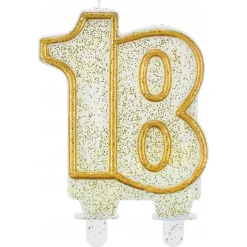 Dortová svíčka Svíčka číslice 18 zlatý obrys