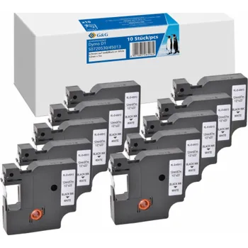 Pásek do tiskárny 10x G&G Schriftband 12mm x 7m sw Komp m. Dymo D1/ 45013/ S0720530