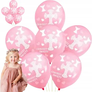 Balónek SADA BALÓNKŮ NA KŘTINY, RŮŽOVÉ BALÓNKY NA KŘTINY SVATÝ PRO HOLČIČKU