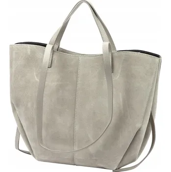 Kabelka Vera Pelle shopper kabelka z pravé semišové kůže šedá