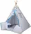 Baby Nellys Teepee s výbavou, šedé/modré bambulky