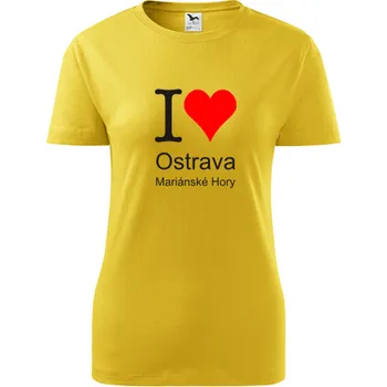 Dámské tričko Žluté dámské tričko I love Ostrava Mariánské Hory - triko Ostrava Mariánské Hory - barva žlutá - velikost XL