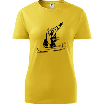 Žluté dámské tričko snowboardista - barva žlutá - velikost XXL