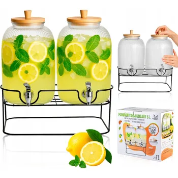 Sklenice Džbán SuperButelki Sklenice s kohoutkem, rýhovaný, na stojanu 5 l