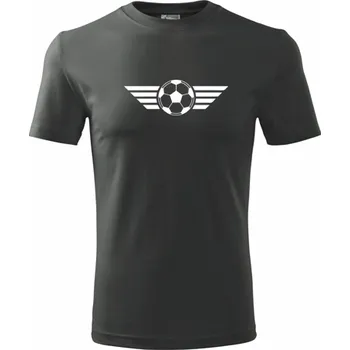 Pánské tričko Grafitové tričko s fotbalovým míčem 2 - dárek pro fotbalistu - fotbalový dárek - barva antracit - velikost M