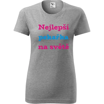 Dámské tričko Šedé dámské tričko nejlepší pekařka - dárek pro pekařku - barva šedá - velikost XS