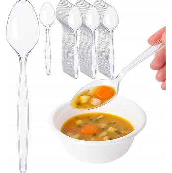 Jednorázové nádobí Lžíce plastová průhledná 180 mm opakovaně použitelná 50 ks