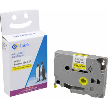 Pásek do tiskárny G&G Schriftband 9mm x 8m sw - gb Komp. m. Brother TZe-621