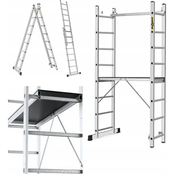 Žebřík Hliníkový Žebřík DRABEST 3 x 8 do 150 kg