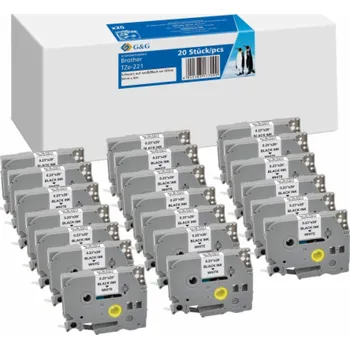 Pásek do tiskárny 20x G&G Schriftband 9mm x 8m sw- ws komp. m. Brother TZe-221