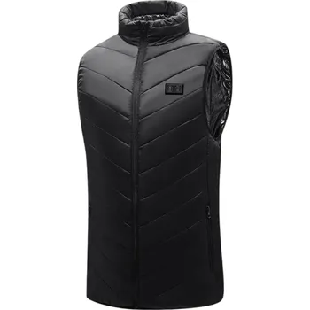 Pánská vesta Elektrická vyhřívaná vesta USB 5V/2A Pánská voděodolná s 3 úrovněmi ohřevu Karbonová vlákna Hřejivý límec Záda Černá barva S