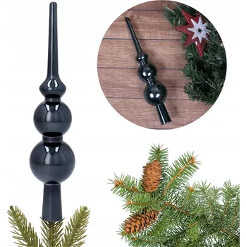 Vánoční ozdoba Antracitová špička na stromeček, NEROZBITNÁ malá špička na vánoční stromek ozdoba na vrchol 20 cm